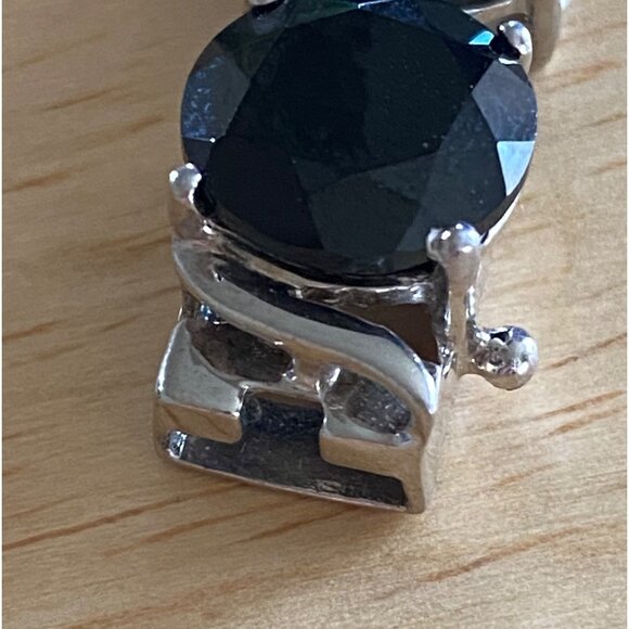 Black 14.4g Sterling Silver BBJ Round Brilliant Cut Black Glass Stone Bracelet 8 - Picture 5 of 10